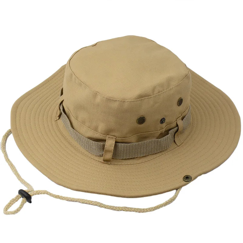 Summer Solid Bucket Hats for Mens Fisherman Hats with Wide Brim Sun Fishing Bucket Hat Breathable Mesh Polyester Sun Hat