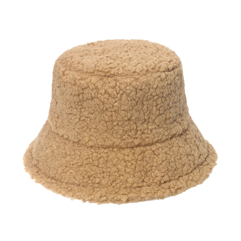 New Outdoor Multicolor Rainbow Faux Fur Letter Pattern Bucket Hats Women Winter Soft Warm Gorros Mujer