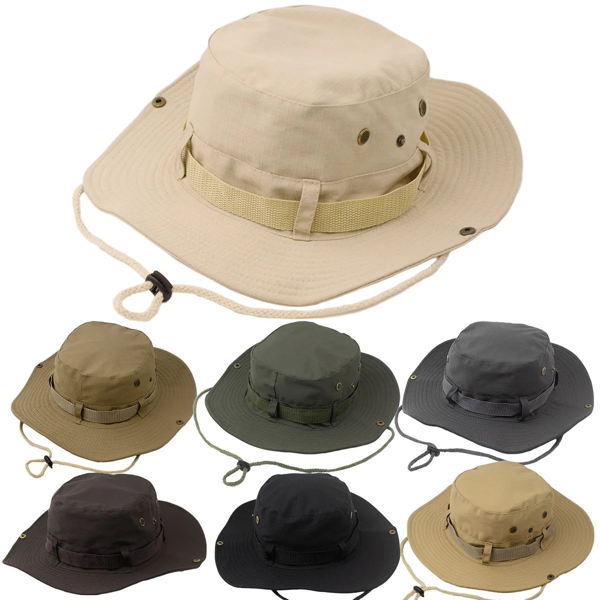 Summer Solid Bucket Hats for Mens Fisherman Hats with Wide Brim Sun Fishing Bucket Hat Breathable Mesh Polyester Sun Hat
