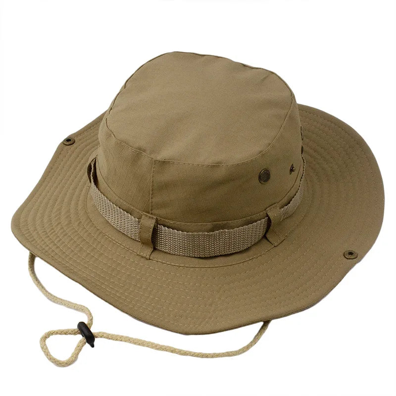 Summer Solid Bucket Hats for Mens Fisherman Hats with Wide Brim Sun Fishing Bucket Hat Breathable Mesh Polyester Sun Hat