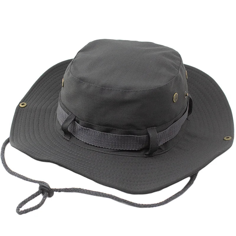 Summer Solid Bucket Hats for Mens Fisherman Hats with Wide Brim Sun Fishing Bucket Hat Breathable Mesh Polyester Sun Hat