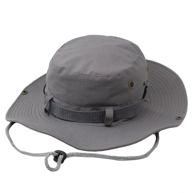 Summer Solid Bucket Hats for Mens Fisherman Hats with Wide Brim Sun Fishing Bucket Hat Breathable Mesh Polyester Sun Hat