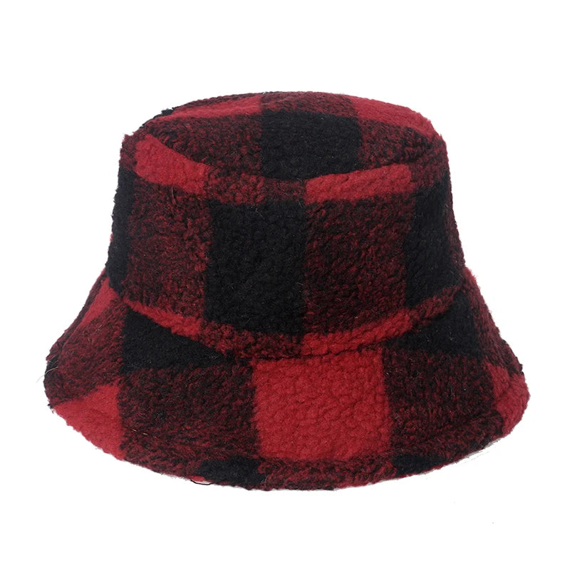 New Outdoor Multicolor Rainbow Faux Fur Letter Pattern Bucket Hats Women Winter Soft Warm Gorros Mujer