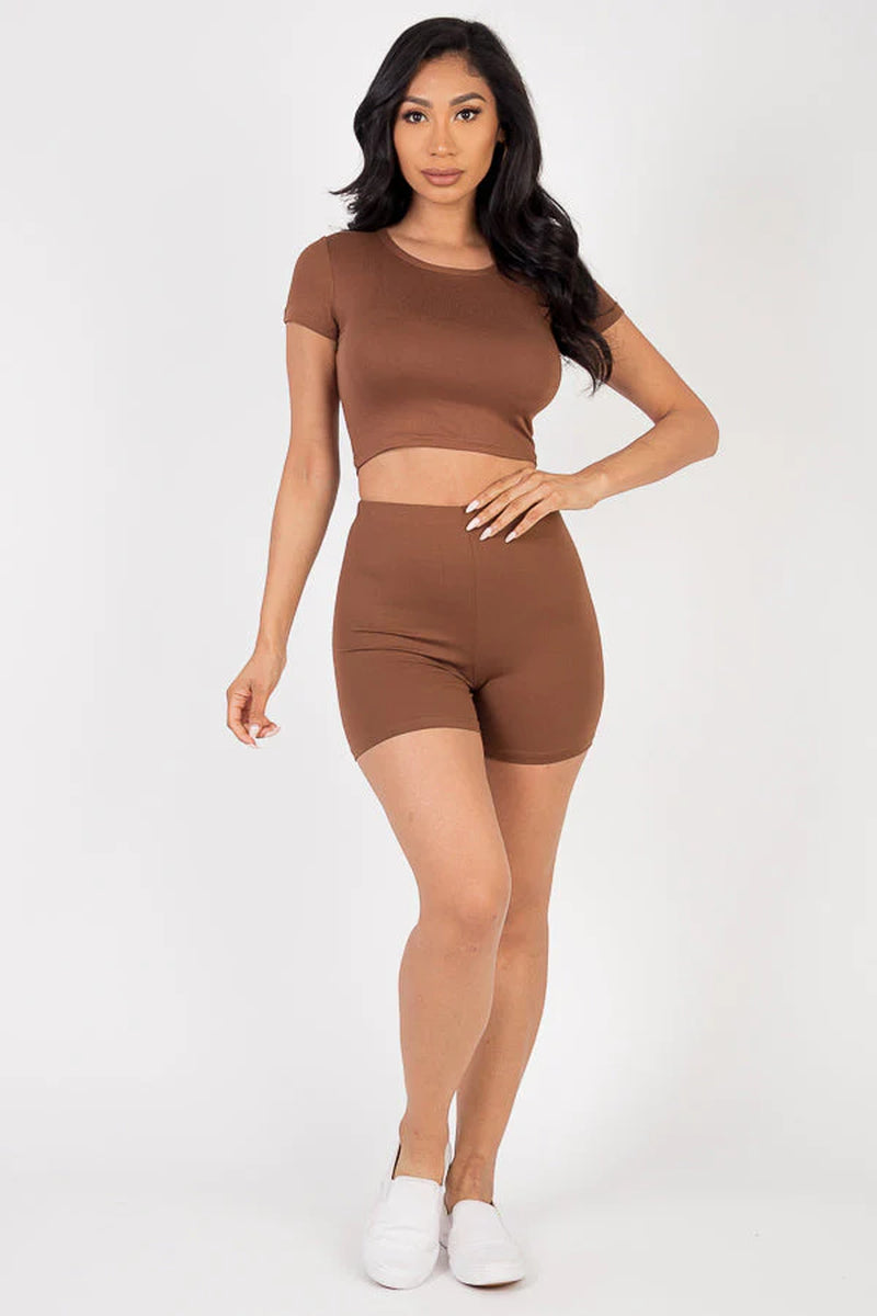 Short Sleeve Crop Top & Shorts Set (CAPELLA)