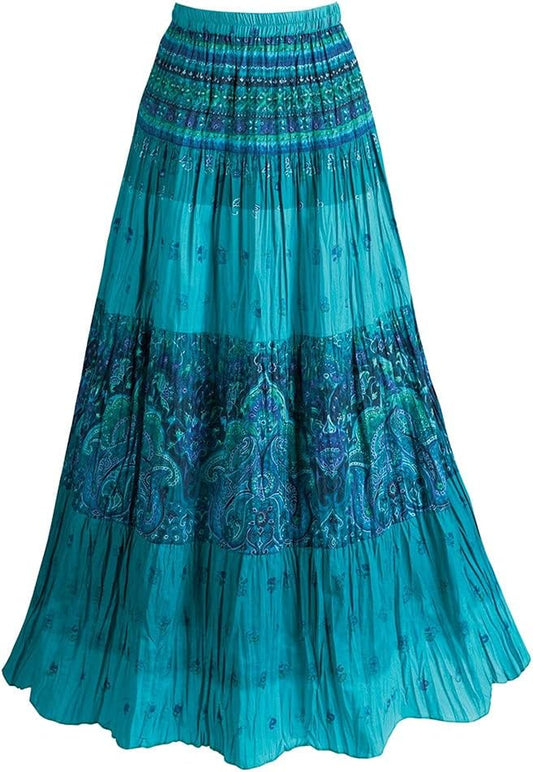 Womens Peasant Skirt Boho Skirts for Women Long Tiered Skirt