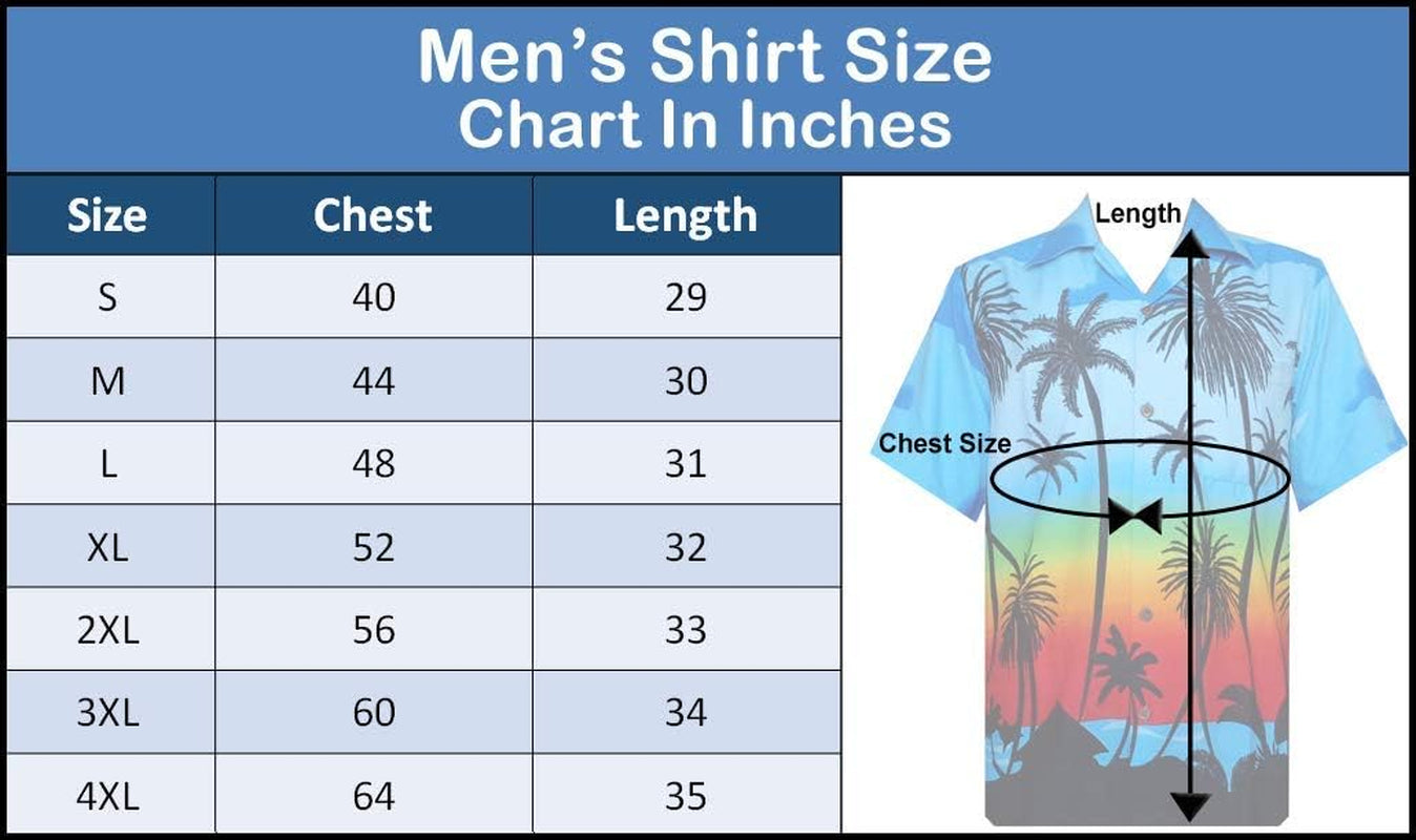 Men'S Hawaiian Shirt Short Sleeve Summer Button down Beach Dress Aloha Shirts