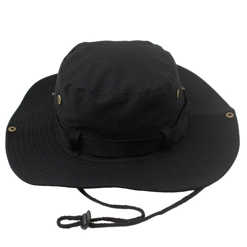 Summer Solid Bucket Hats for Mens Fisherman Hats with Wide Brim Sun Fishing Bucket Hat Breathable Mesh Polyester Sun Hat