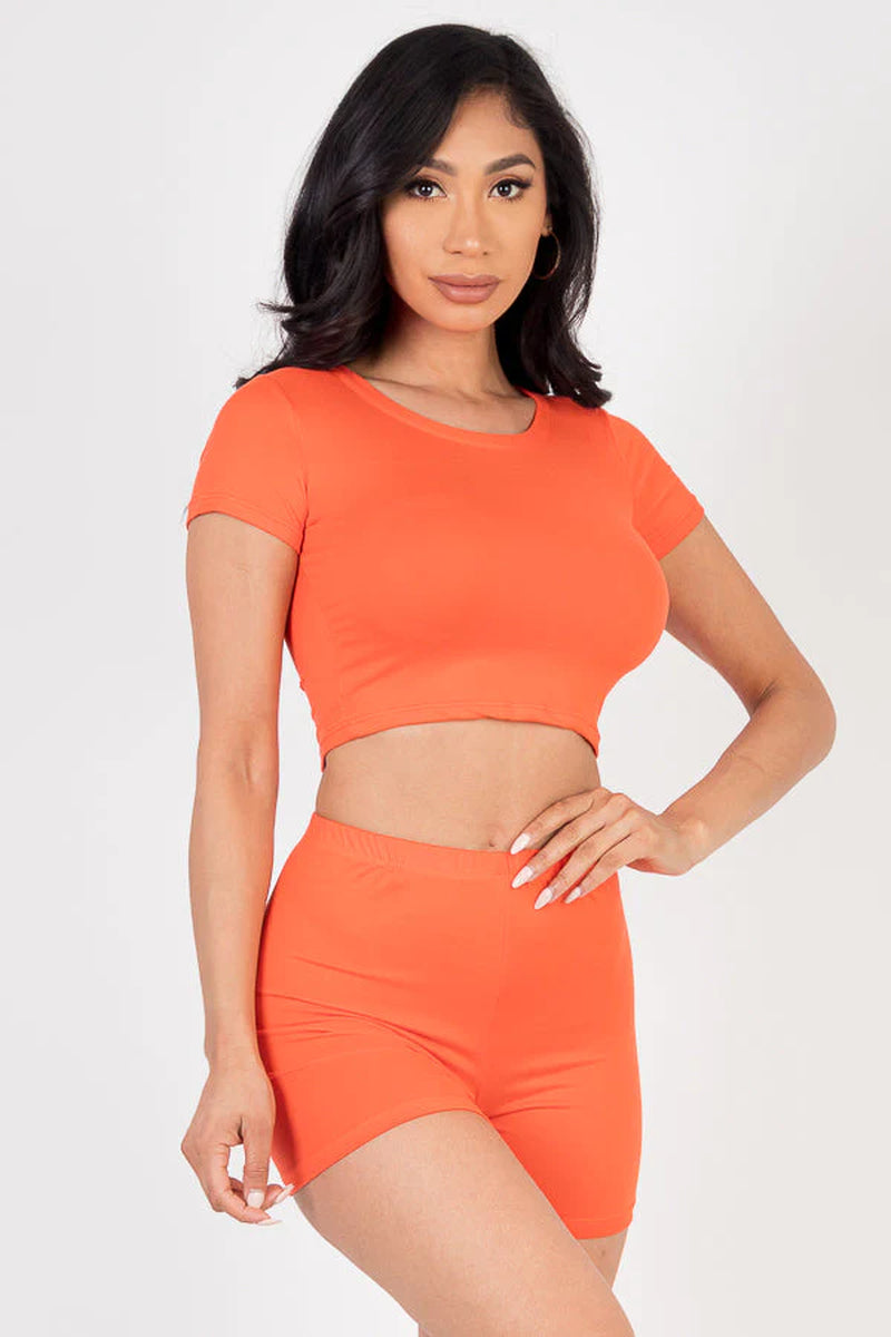 Short Sleeve Crop Top & Shorts Set (CAPELLA)