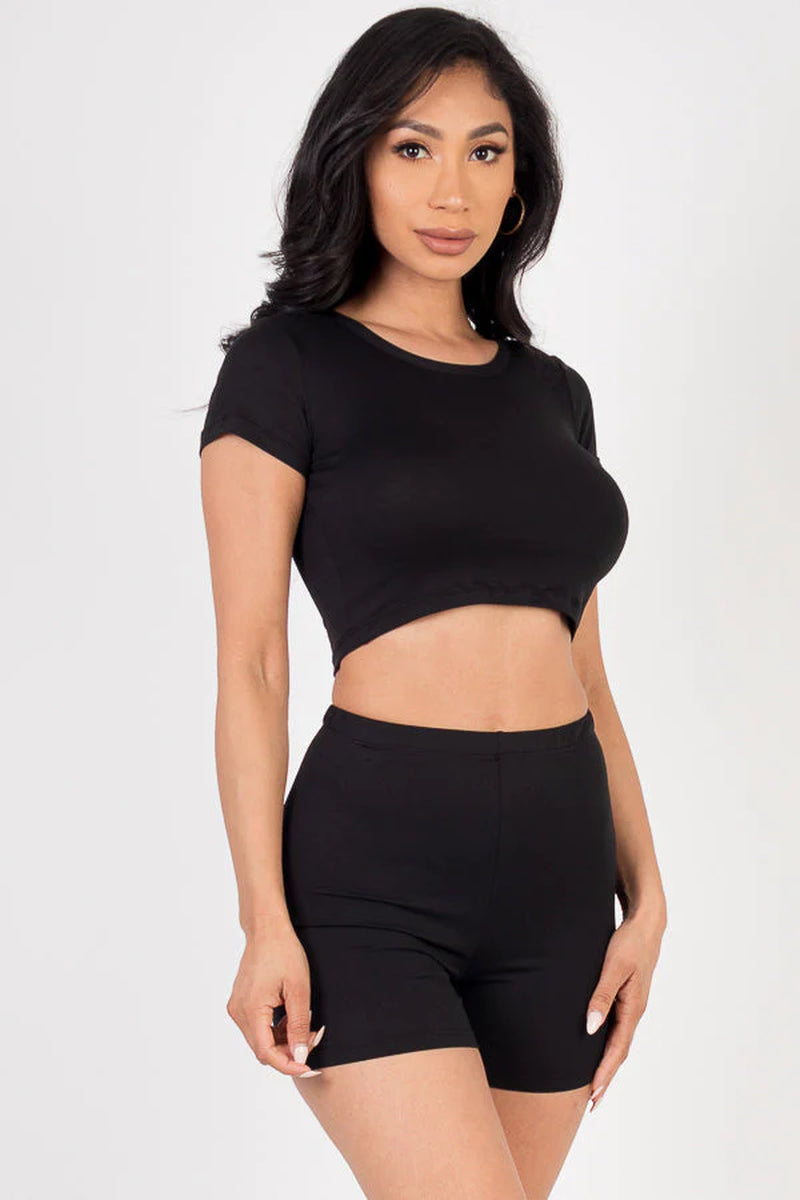 Short Sleeve Crop Top & Shorts Set (CAPELLA)