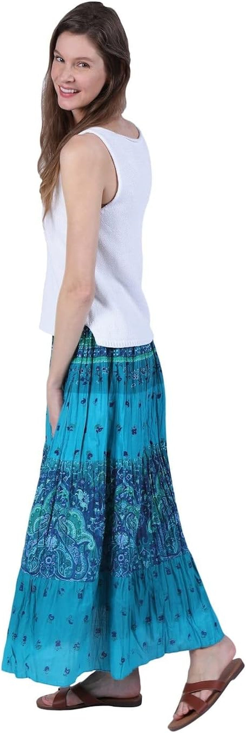 Womens Peasant Skirt Boho Skirts for Women Long Tiered Skirt