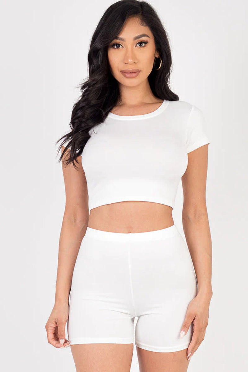 Short Sleeve Crop Top & Shorts Set (CAPELLA)