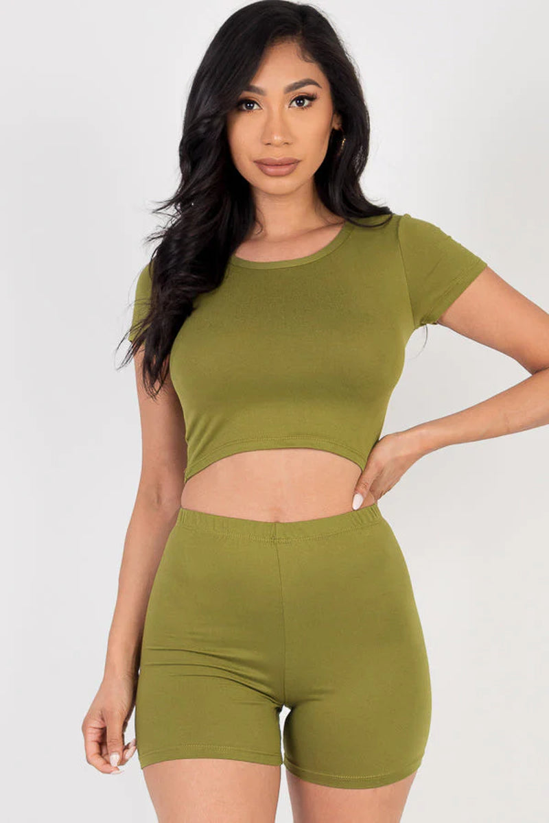 Short Sleeve Crop Top & Shorts Set (CAPELLA)