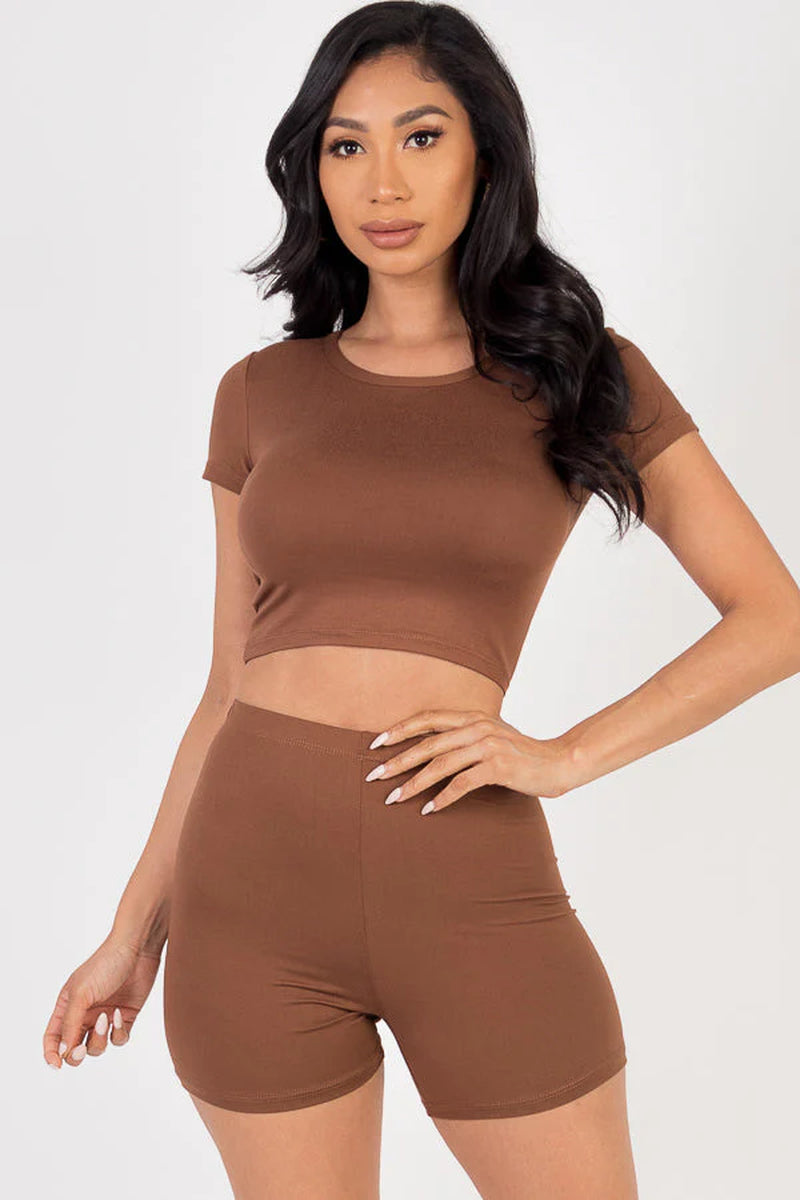 Short Sleeve Crop Top & Shorts Set (CAPELLA)