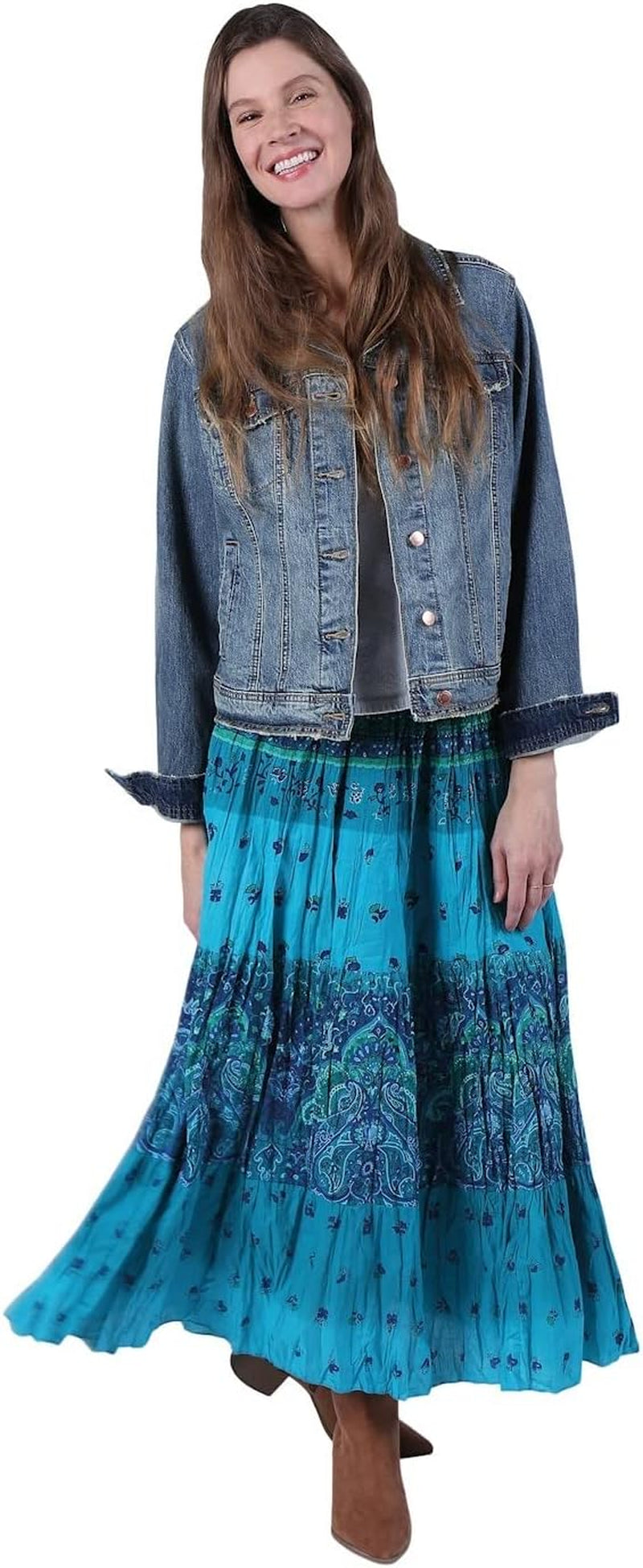 Womens Peasant Skirt Boho Skirts for Women Long Tiered Skirt