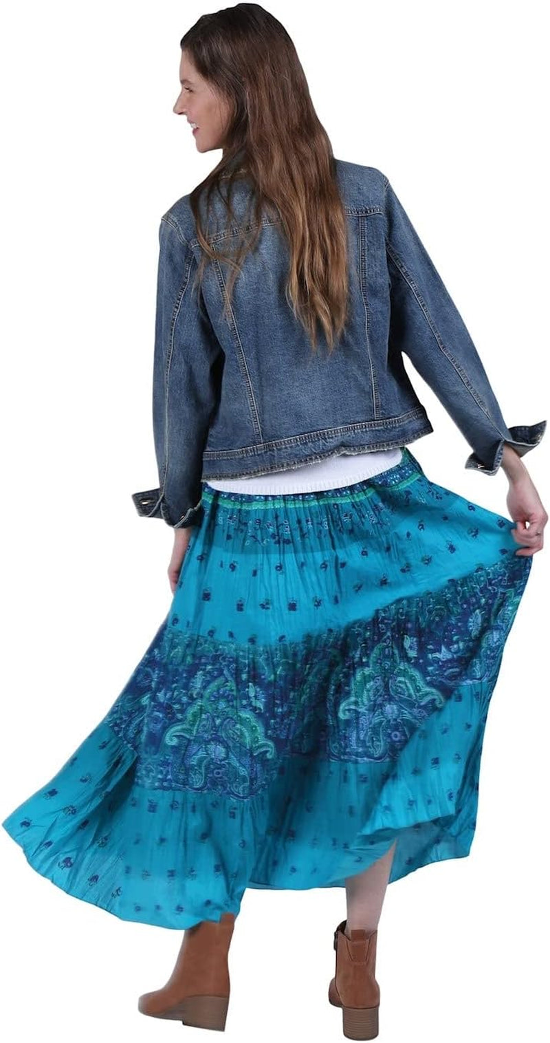 Womens Peasant Skirt Boho Skirts for Women Long Tiered Skirt