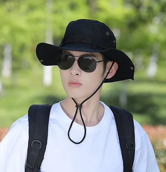Summer Solid Bucket Hats for Mens Fisherman Hats with Wide Brim Sun Fishing Bucket Hat Breathable Mesh Polyester Sun Hat